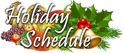 Thanksgiving Christmas Holiday Schedule